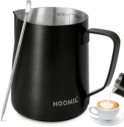 HOOMIL Milk Frothing Pitcher, 12oz/20oz/32oz Stainless Steel Steaming Pitcher Barista Milk Frother Cup Jug for Espresso Machine Coffee Cappuccino