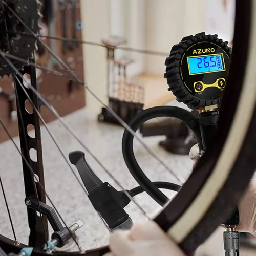 Miniatura 7 de AZUNO Medidor digital de inflado de neumáticos de bicicleta con tipo de válvula de selección automática - Herramienta de compresor de aire Presta
