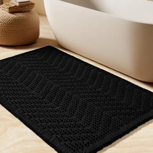 Miniatura 70 de Tapete de baño con diseño de gofre, moderno, bohemio, absorbente, antideslizante, ultrasuave, lavable a máquina, con letra de baño, dormitorio