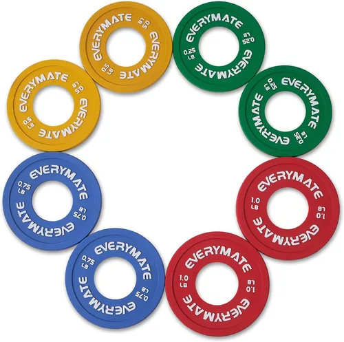 Miniatura 8 de EVERYMATE Juego de 8 placas de peso fraccionarias de goma, par de placas de peso de 0.25 libras, 0.5 libras, 0.75 libras, 1 libra para pesas