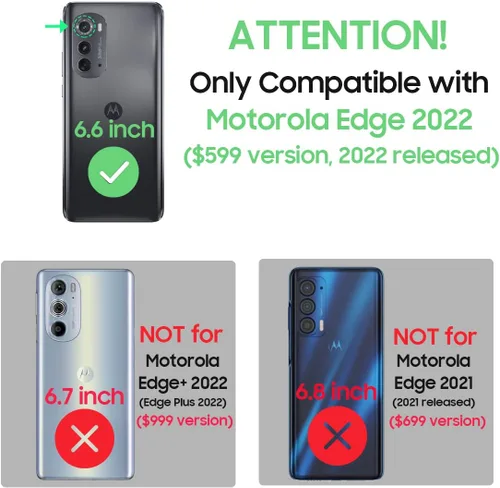 Miniatura 2 de Funda resistente para Motorola Edge 2022, Moto Edge 2022 con protector de pantalla, cubierta a prueba de caídas de grado militar, carcasa protectora
