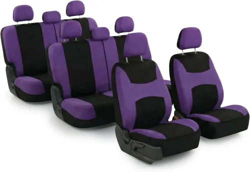 Miniatura 35 de Juego de funda para asiento bolsas de aire de tela negra ligera y fresca FH Group FH-FB030115-SEAT lista para separar; se ajusta a la mayoría de Rosa