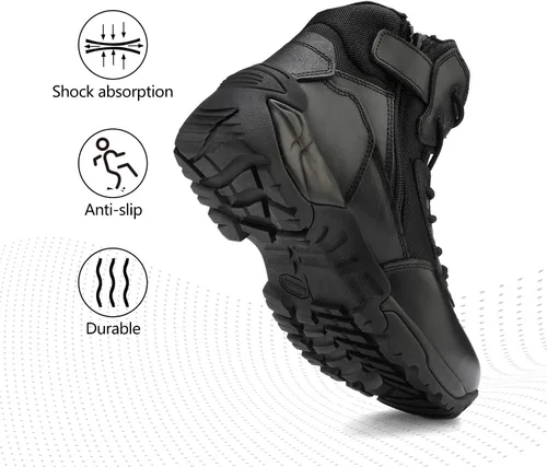 Miniatura 5 de NORTIV 8 Mens Military Tactical Work Boots Side Zip Outdoor Hiking Leather Motorcycle Combat Boots
