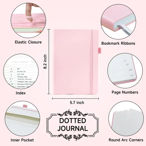 Miniatura 2 de feela Kit de Diario con Puntos, Cuaderno Planificador de Tapa Dura con Cuadrícula de Puntos para Principiantes Mujeres y Niñas, Toma de Notas