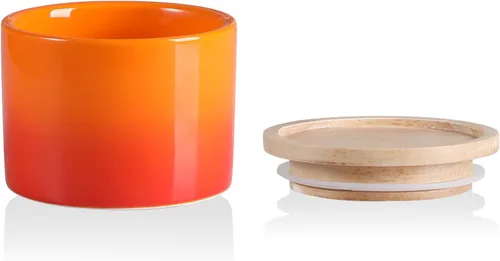 Miniatura 85 de Sweejar Kitchen Canisters - Tarro de cerámica para almacenamiento de alimentos, recipientes apilables con sello hermético y tapa de madera