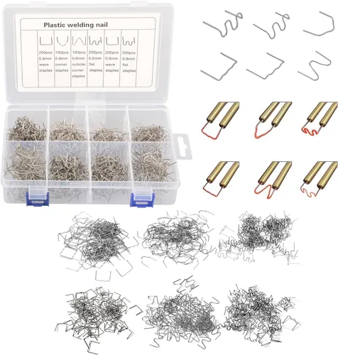 1800 grapas de soldadura de plástico con caja, 6 tipos de varillas de soldadura calientes para máquina de reparación, parachoques de automóvil,