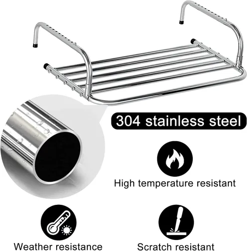 Miniatura 5 de Percha de ropa de acero inoxidable, estante plegable para toallas, estantes para plantas, estante de secado multifunción para ahorrar espacio