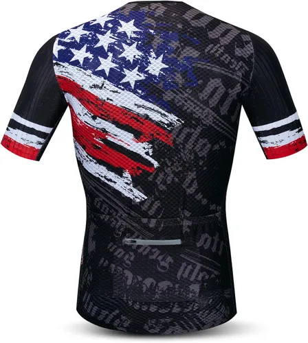 Miniatura 2 de JPOJPO Maillot de ciclismo para hombre, camisetas de ciclismo S-3XL, poliéster, cremallera reflectante, 4 bolsillos