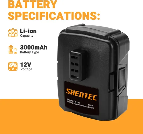 Miniatura 3 de Shentec Paquete de 2 baterías de 3.0Ah 12V compatibles con RYOBI CB120L CB121L BPL-1220 130503001 130503005, batería de litio de 12 V