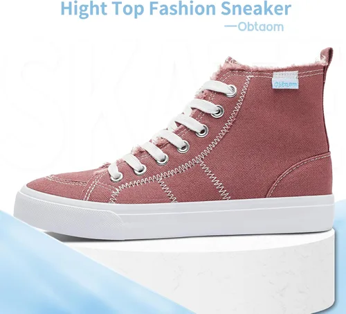 Miniatura 9 de Obtaom Zapatos de lona de alta calidad para mujer/hombre para jugar a media pantorrilla, zapatillas de deporte de moda casuales con cordones de alta