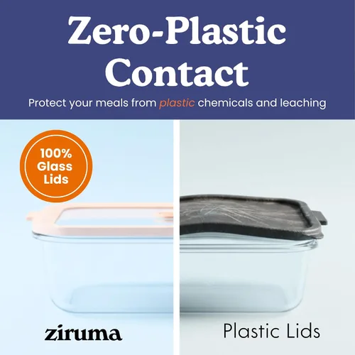 Miniatura 3 de Ziruma - Recipientes de vidrio para almacenamiento de alimentos no tóxicos de 1.5 tazas con tapas - Para avena nocturna, preparación de comidas sin