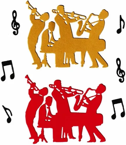Miniatura 4 de Troqueles de corte de saxo de piano para banda de música, notas musicales, plantillas de metal en relieve, molde de plantilla para álbumes