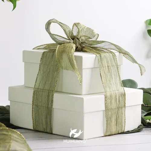 Miniatura 3 de HUIHUANG Cinta verde musgo con alambre de 2.5 pulgadas, seda arrugada verde con cinta de Navidad metálica dorada para suministros de corona, boda