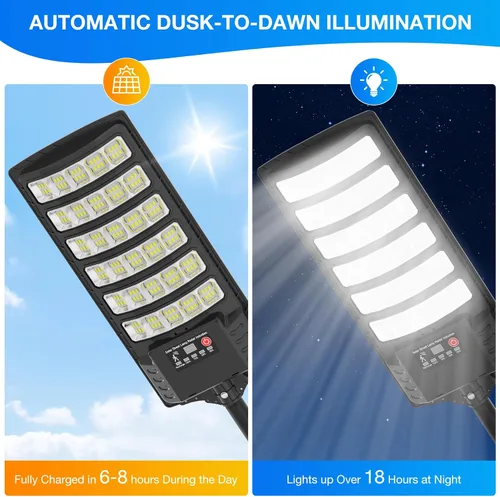 Miniatura 3 de Farolas solares impermeables para exteriores, luz de inundación gran angular de 320°, luz LED de estacionamiento solar con sensor de movimiento