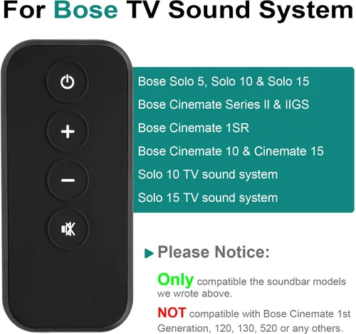 Miniatura 2 de Mando a distancia de repuesto compatible con Bose Solo 5 10 15 Sound Bar, reemplazo para mando a distancia Bose Solo Cinemate Series II IIGS 1SR 10