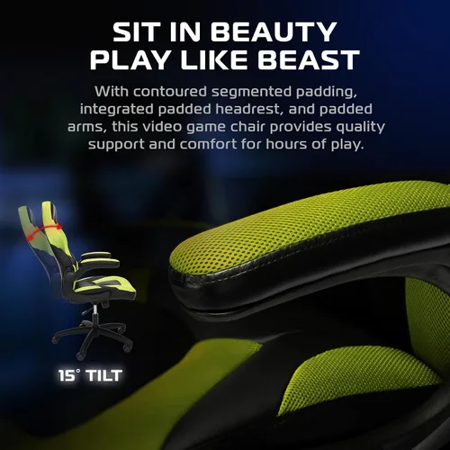Miniatura 5 de RESPAWN 3085 Silla ergonómica para juegos para adultos, silla de oficina de respaldo alto con reposacabezas y brazos abatibles, asiento de cuero