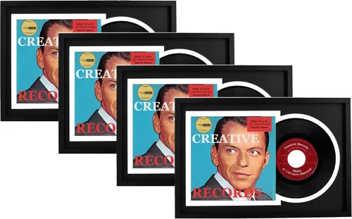 Miniatura 15 de Creative Picture Frames Marco de disco individual de vinilo de 7 pulgadas con doble paspartú negro y negro de 6 7/8 pulgadas y cubierta de 7 x 7
