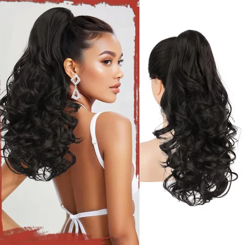 Miniatura 31 de Sofeiyan Extensión de cola de caballo de 11 pulgadas con clip de garra, extensiones de cabello con cola de caballo, cola de caballo larga y rizada