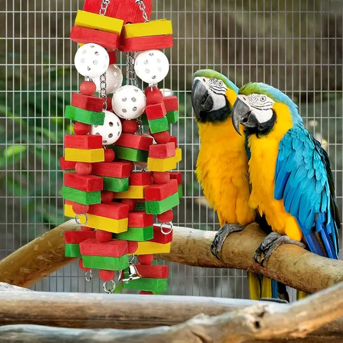 Miniatura 2 de MEWTOGO Juguetes grandes para loros de aves para cacatúas, guacamayos grises africanos y loros amazónicos, regalo para pájaros Rojo