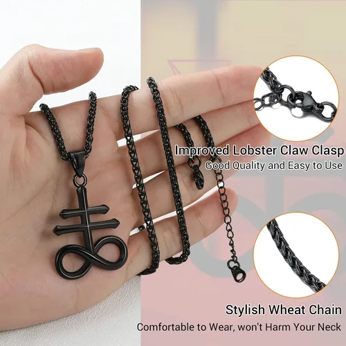 Miniatura 11 de PROSTEEL Satanic Jewelry Upside Down Cross Necklace for Men Women, 316L Stainless Steel/925 Sterling Silver Inverted Cross/Leviathan Cross Pendant