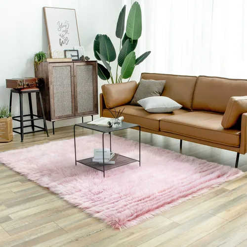 Miniatura 129 de Ashler Home Deco - Tapete de pelo sintético de oveja, mullido, suave, de 2 x 3 pies, lavable a máquina, dormitorio, habitación de los niños, sala