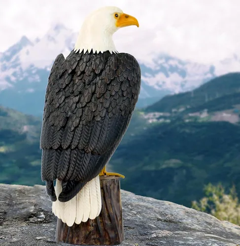 Miniatura 6 de Estatua Chisheen de águila calva de metal para exteriores, arte de jardín, escultura para patio, sala de estar y decoración de jardín