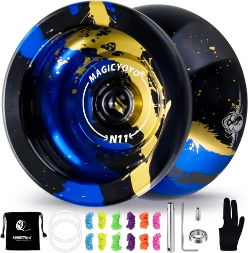 Miniatura 15 de MAGICYOYO Yoyos de Doble Propósito - N11 Aleación Dorada Negra Profesional No Responsivo Yo Yo y K2 Azul Rosa Amarillo Plástico Responsivo Yo-yo