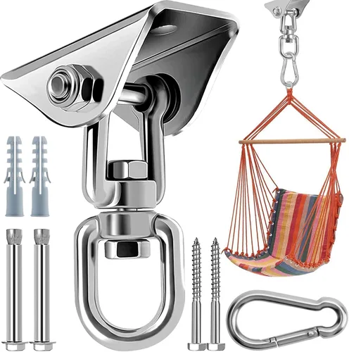 Miniatura 9 de Morzejar - Kit para colgar hamaca con cadena de columpio, ganchos de hamaca de acero inoxidable de 1000 libras de capacidad resistente, kit colgante