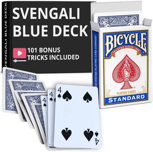 Miniatura 13 de Ted's Sterling Magic Precision Blue Rider Back Bicicleta Svengali Deck con instrucciones para más de 100 trucos (2 de clubes)