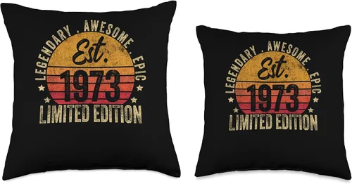 Miniatura 3 de 50th Birthday Vintage 50 Year Old Est 1973 Limited Edition Throw Pillow