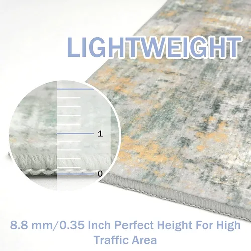 Miniatura 224 de IOHOUZE Alfombra abstracta lavable de 3 x 12 pies para pasillos, antideslizante para cocina, camino de entrada de lana sintética para interiores