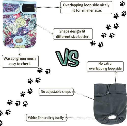 Miniatura 126 de Pañales lavables para perros, para hembras caninas, reutilizables, para periodo de celo, altamente absorbentes, para incontinencia, con broches