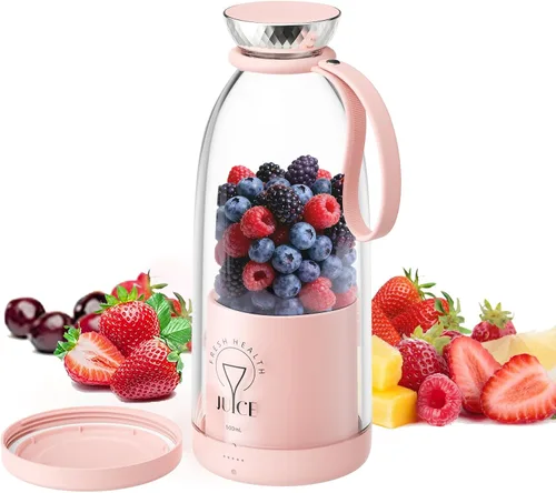 Miniatura 11 de Licuadora Portátil, Batidora Personal para Smoothies con 6 Cuchillas, Vaso Exprimidor Mini Recargable, 17 oz con Tapa de Viaje para Exteriores, Negro
