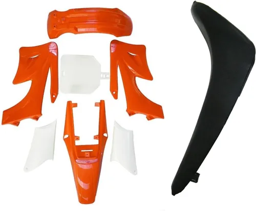 Kit de carenado de plástico, piezas de guardabarros y asiento negro para Apollo 110cc 125cc 150cc Pit Dirt Bike (4naranja + 3blanco)