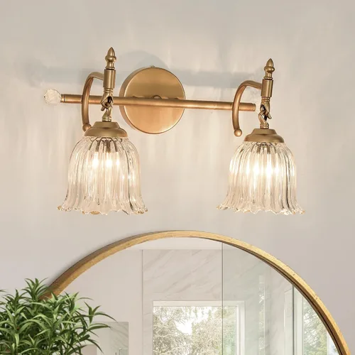Miniatura 14 de CVKASH Accesorios de Lámpara de Tocador de Baño de 3 Luces Sobre Espejo, Lámpara de Tocador Moderna Negra con Pantalla de Vidrio, Aplique de Pared