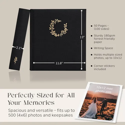 Miniatura 4 de La Lente - Álbum de recortes premium – Álbum de fotos con espacio para escribir – 100 páginas para múltiples tamaños 4x6, 5x7, 6x8, 8x10 – Capacidad