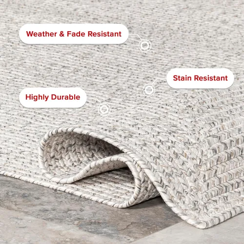 Miniatura 7 de nuLOOM Wynn Tapete trenzado para interiores y exteriores, 2 pies 6 pulgadas x 6 pies, color marfil