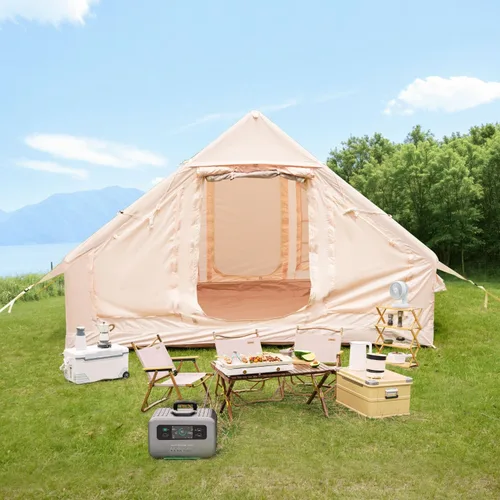 Miniatura 9 de Tienda de campaña inflable con toldo, tienda de campaña para 4 a 6 personas, 4 estaciones, instalación rápida de 5 minutos, impermeable, resistente