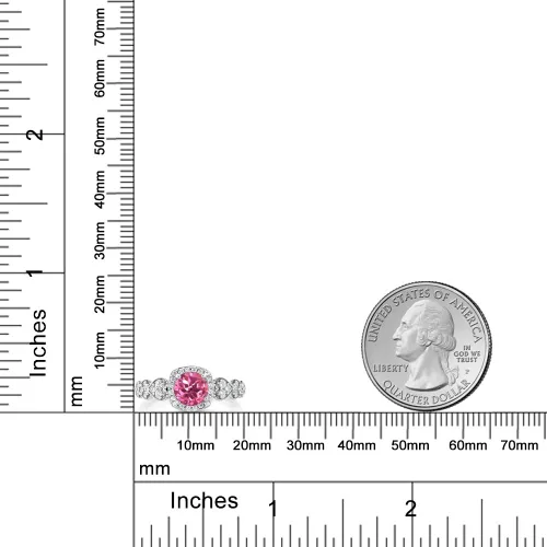 Miniatura 15 de Gem Stone King Anillo de compromiso de aniversario y piedra natal de corte redondo de 0.236 in para mujer, plata de ley 925, anillo de promesa