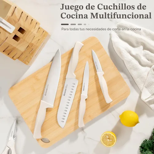 Miniatura 4 de Juego de Cuchillos, Astercook Juego de Cuchillos de Cocina de 22 Piezas con Bloque y Afilador Integrado, Cuchillos de Acero Inoxidable de Alto