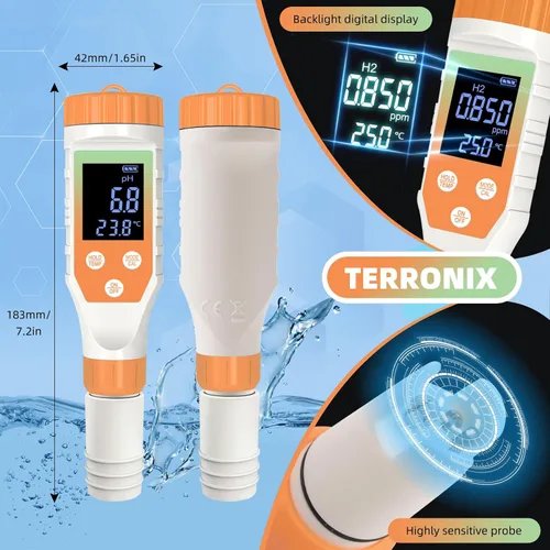 Miniatura 6 de Probador de agua de hidrógeno 7 en 1, medidor digital de temperatura de sal TDS EC ORP para agua potable, agua filtrada, jugo, café, probador