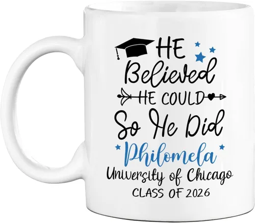 Miniatura 11 de Taza de café blanca personalizada para graduación, con texto en inglés "Behind You All Your Memories Before You All Your Dreams", taza de café de 11