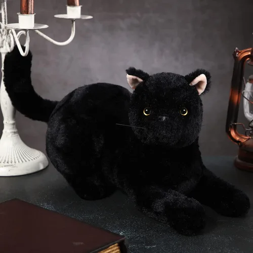 Miniatura 5 de Sosation - Peluche de gato de 16 pulgadas, juguete de gato negro realista de felpa suave, almohada de peluche linda, regalos lindos para niños