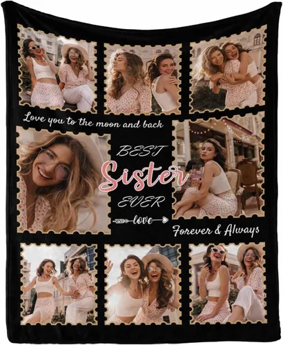 Miniatura 14 de InterestPrint Manta de forro polar suave con memoria personalizada para mejor amiga, personalizada con imágenes y texto para la graduación de tu