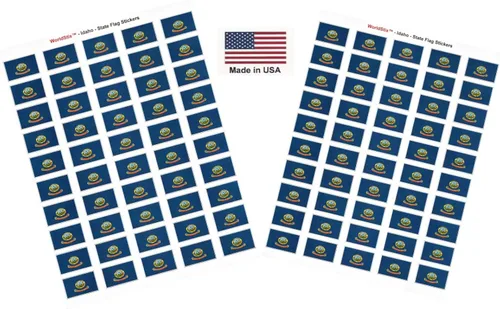 Miniatura 40 de 100 calcomanías de la bandera de Alaska; 1.5" x 1" hechas en Estados Unidos, calcomanías autoadhesivas de la bandera del estado para álbumes