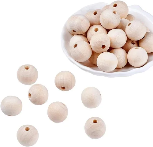 Miniatura 11 de Mega Pet 50 cuentas espaciadoras de madera natural sin terminar de 0.394 in (0.4 pulgadas), bolas redondas de madera sueltas para manualidades