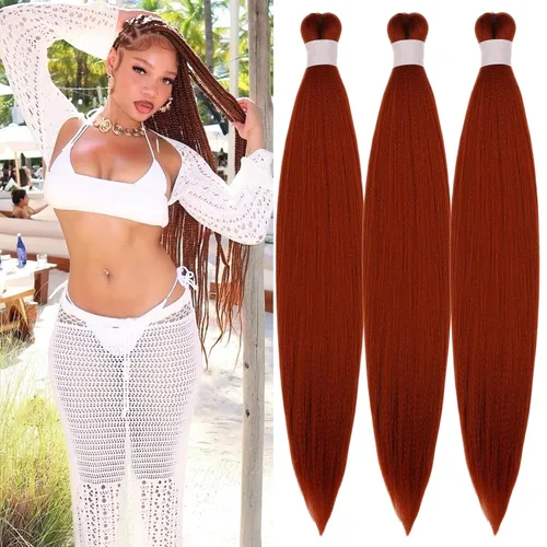 Miniatura 69 de Cabello trenzado preestirado rosa magenta, extensiones de cabello sintético de color rosa para trenzas, no tóxico, hipoalergénico