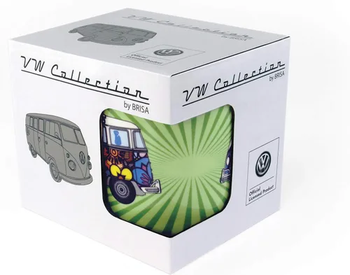 Miniatura 6 de BRISA VW Collection - Taza grande de cerámica para café, té y capuchino, diseño de autobús T1 (12.5 fl oz/12.5 fl oz/Love Bus/verde)