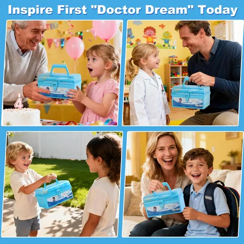 Miniatura 8 de Fajiabao Kit de médico para niños pequeños de 3 a 5 años, juguetes de disfraz para 2, 3, 4, 5 años, juego de simulación para niños con estetoscopio