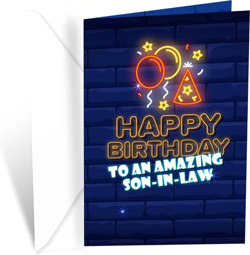 Tarjeta de cumpleaños de Prime Greetings para yerno, fabricada en Estados Unidos, ecológica, cartulina gruesa con sobre premium 5in x 7.75in, en